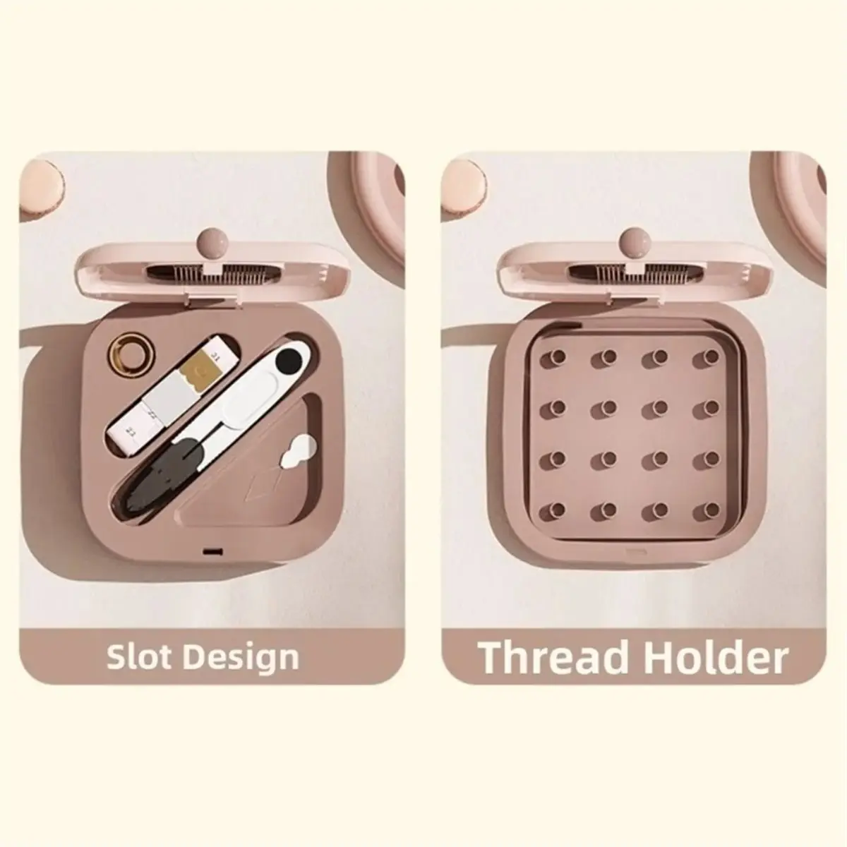 Time Saving Small Sewing Kit Box: Cute Portable 2-Layer Organizer Magnetic Needles and Thread Kits Holder Basic Case