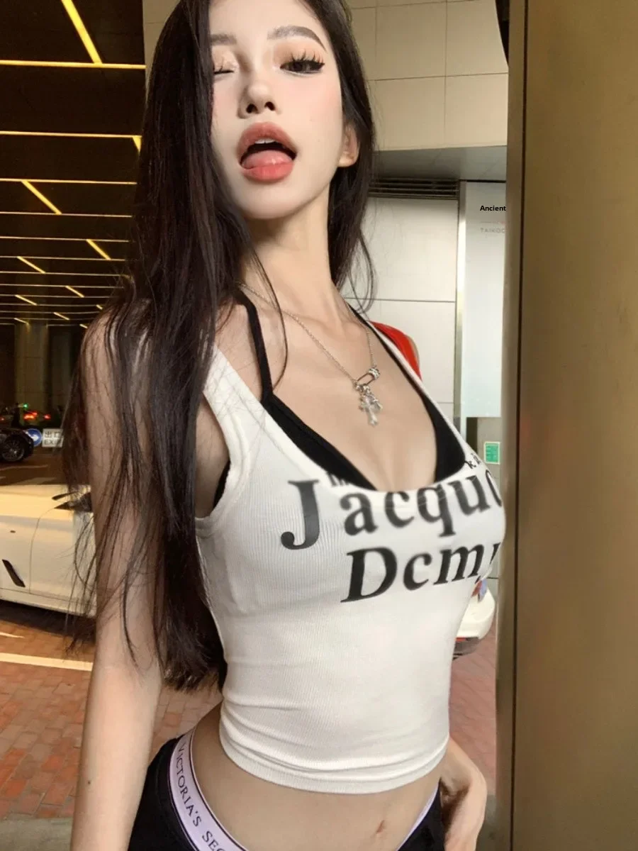 

Женский жилет с ремешком Spicy Girl, летний жилет Pure Desire, белый, американский, горячий, сексуальный, внутренняя одежда, верхняя одежда