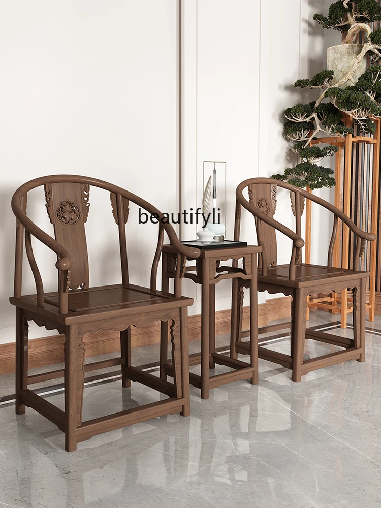 Three-Piece Reception Chair Home Chinese Solid Wood Furniture Antique Master Offical Hat Chair