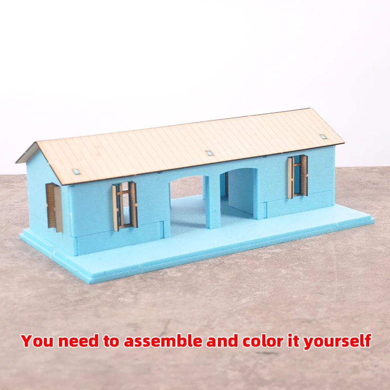 1/35/43/48 1/64 1/72 1/87 HO Maßstab Modellbausatz Miniatur Diorama Architektonisches Gebäude Hausmodell Eisenbahn Unbemaltes Dorf DIY – Detail 12