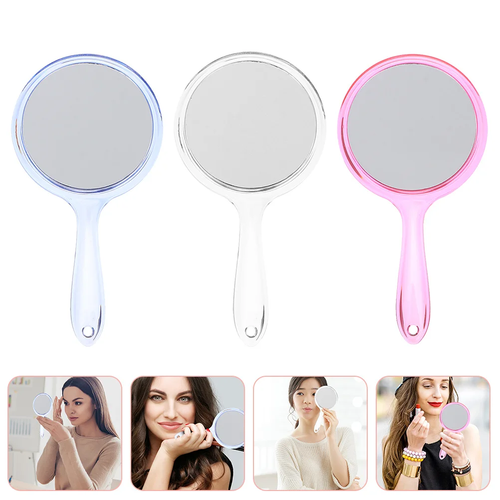 

3 Pcs Makeup Light Mirror Magnified Cosmetics Handle Convenient Magnifying for