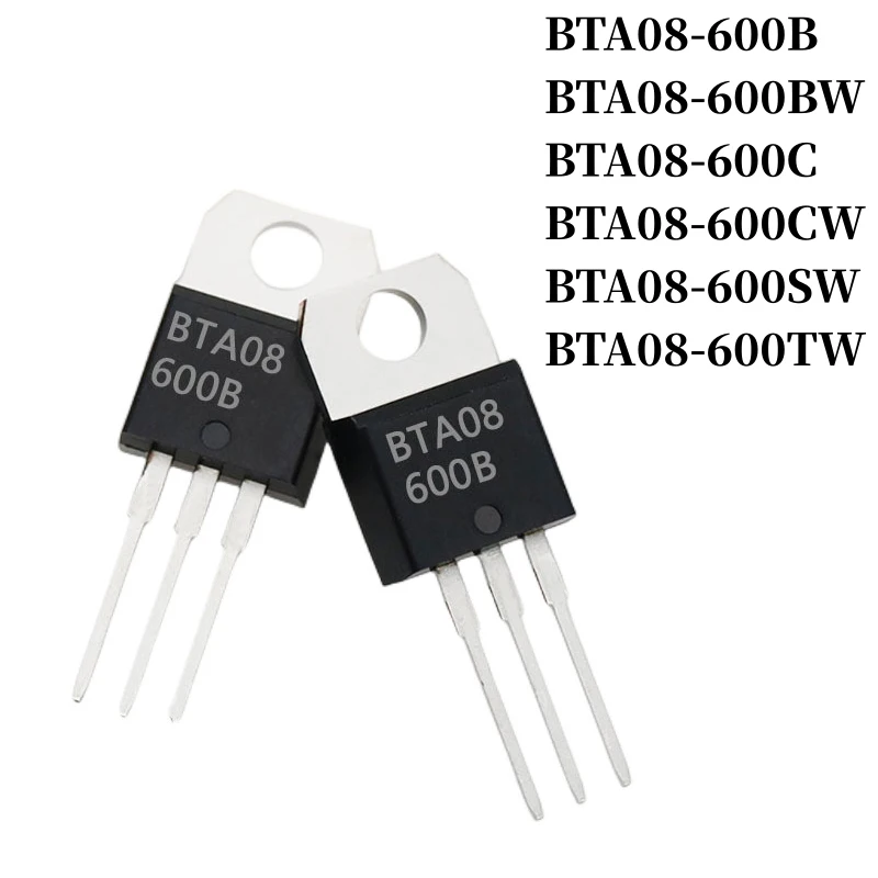 

10~500Pcs BTA08-600B BTA08-600BW BTA08-600C BTA08-600CW BTA08-600SW BTA08-600TW DIP Thyristor TO-220 8A/600V Triac Large Chip