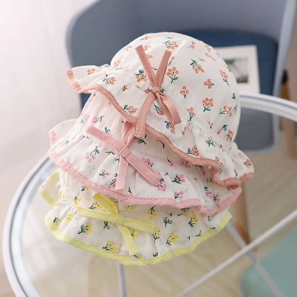

Cute Breathable Baby Hat Drawstring Visors Lovely Bow Kids Sun Hat Sun Visors Adjustable Children Hat Outdoor