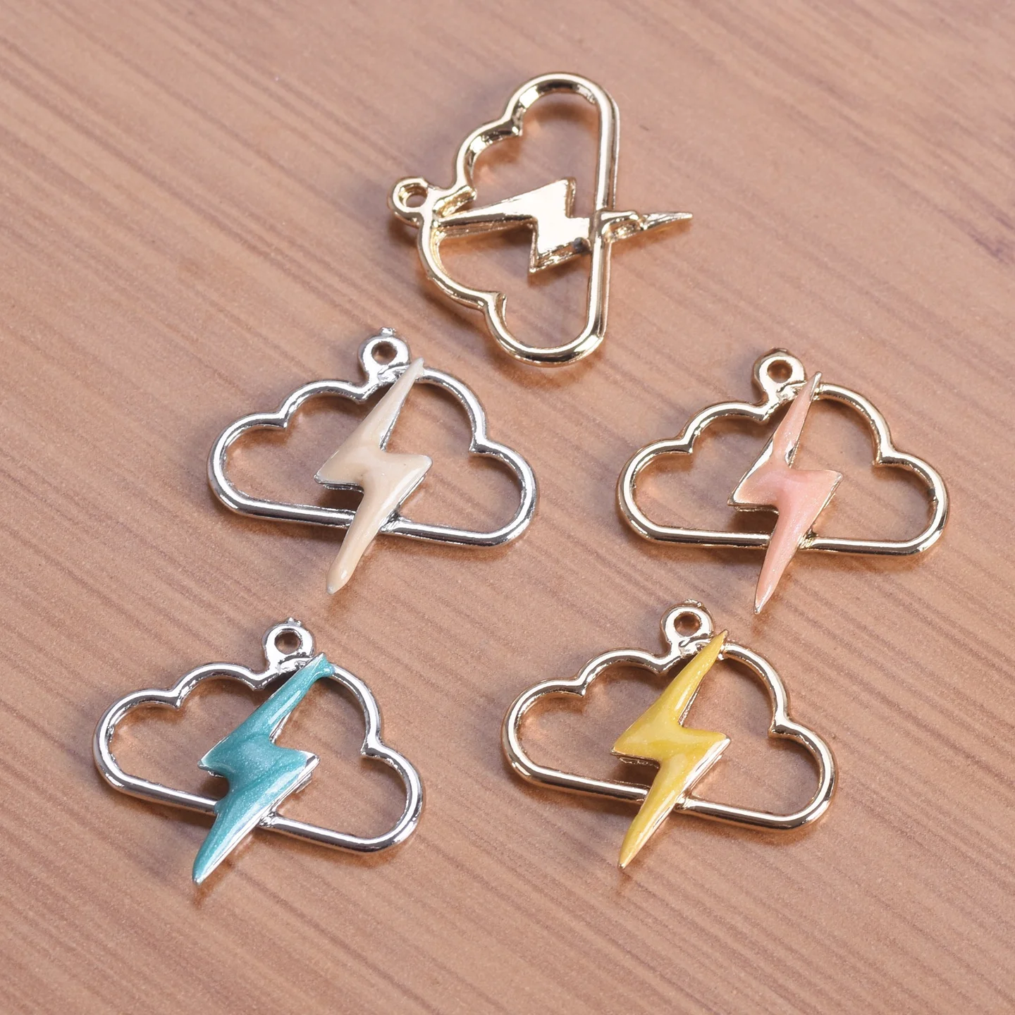 10pcs 25x23mm Cloud & Lightning Enamel Metal Charm Loose Pendants Beads Wholesale lot for Jewelry Making DIY Charms Findings
