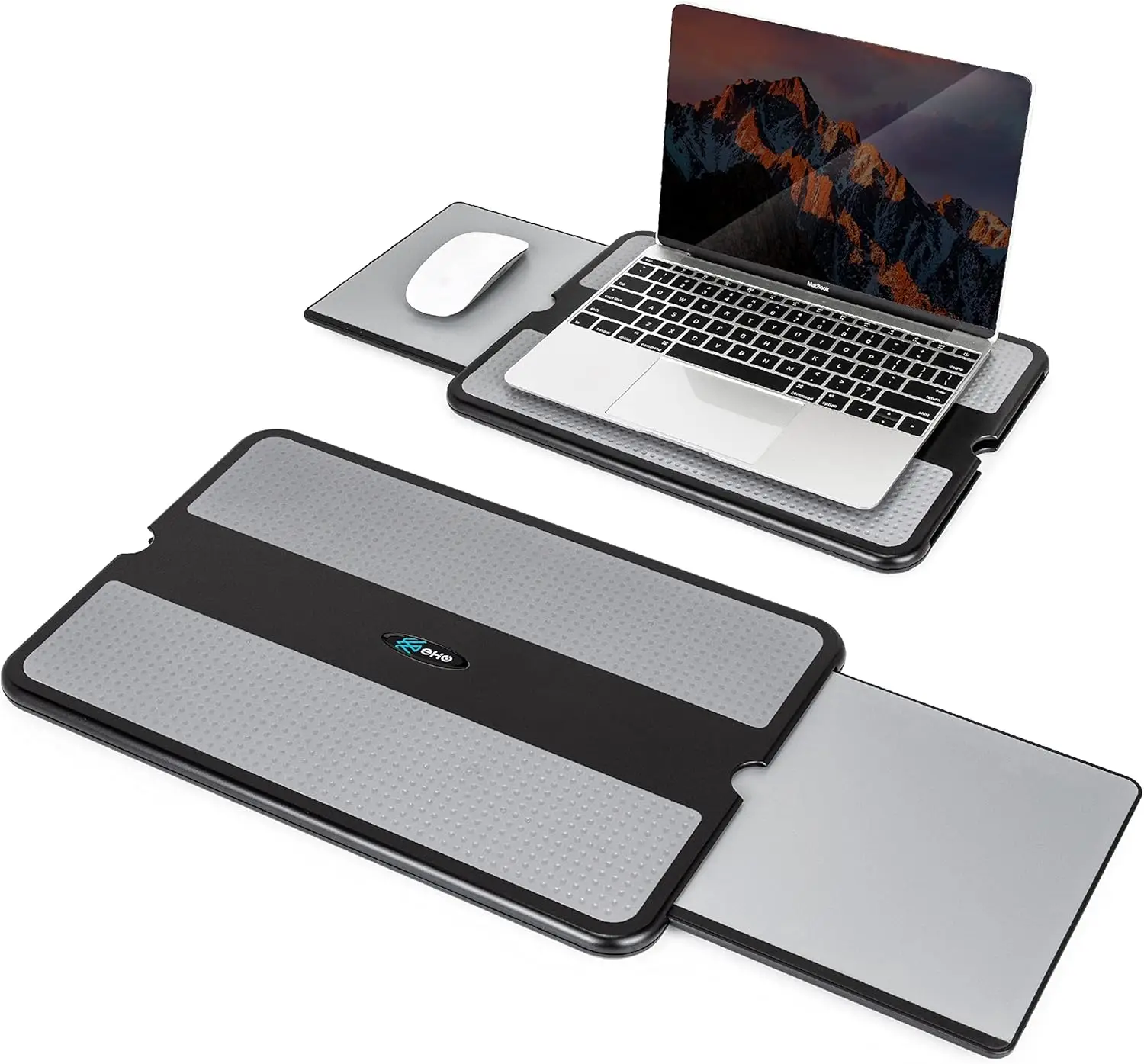 Retractable Mouse Pad Laptop Stand with Anti-Slip Heat Shield for Bed Sofa Travel, Stable Cooler Work Surface