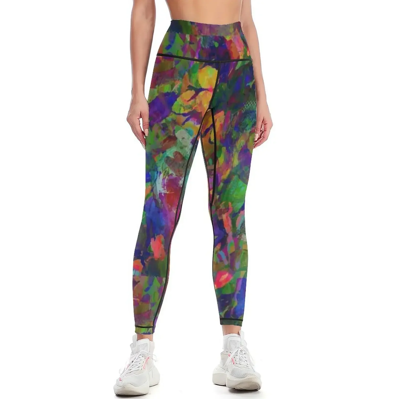 

Painted florals Leggings Sports female Training pants sports tennis for flared Womens Leggings