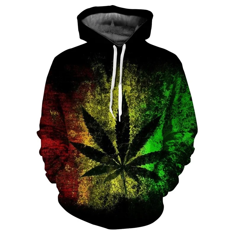 Fashion Weeds Leaf  Pattern Hoodies Fashion Streetwear Long Sleeve Hip Hop 3D Printed Sweatshirt Mens Trend Casual Pullovers