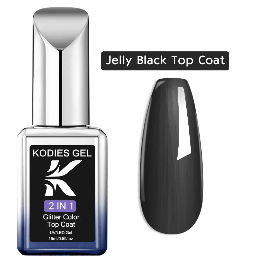 Kodies Gel Gelee schwarz Dec klack Nägel Gel politur 2 in 1 kein klebriger semi permanenter UV Maniküre Nail Art Gel Finish Versiegelung slack