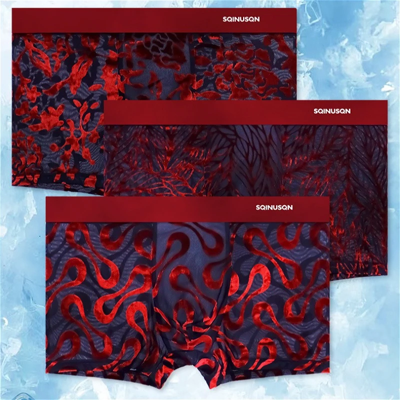 

Boxer Shorts Translucent U Convex Pouch Men Sexy Underwear for Zodiac Year Festive Boxershorts Men Velvet Mesh Bottoms Wholesale
