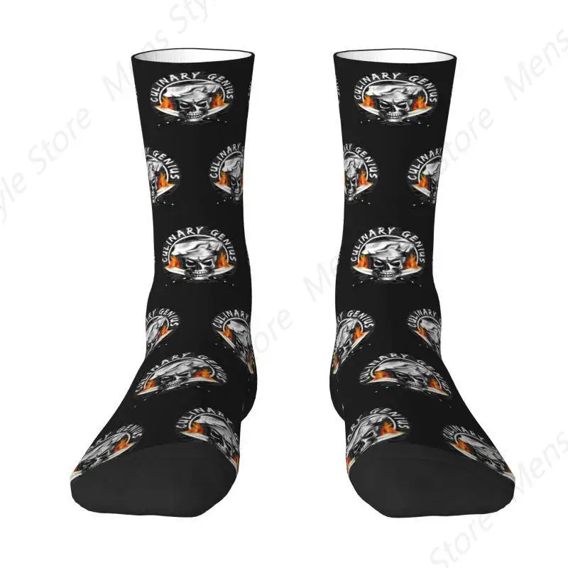 

Skull Chef Culinary Genius Men's Crew Socks Unisex Novelty 3D Printed Cooking Pirate Dress Socks