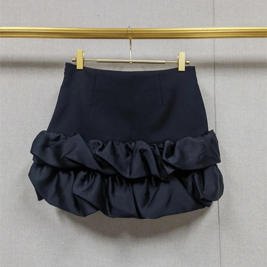 【هدية مجانية】2025 أوائل الخريف الفرنسية الأنيقة الحلو طبقة مزدوجة كشكش عالية الخصر التخسيس تنورة صغيرة للنساء #3