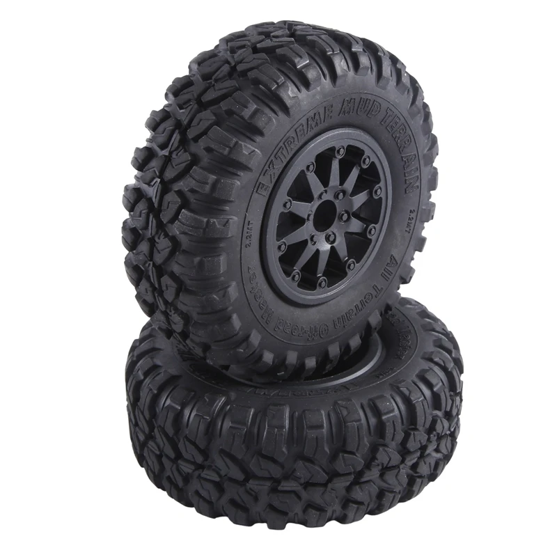 4PCS 118X44mm 2.2 Inch Rubber Tyres & Plastic Beadlock Wheel Rim For 1:10 RC Rock Crawler Axial SCX10 RR10 RC Car