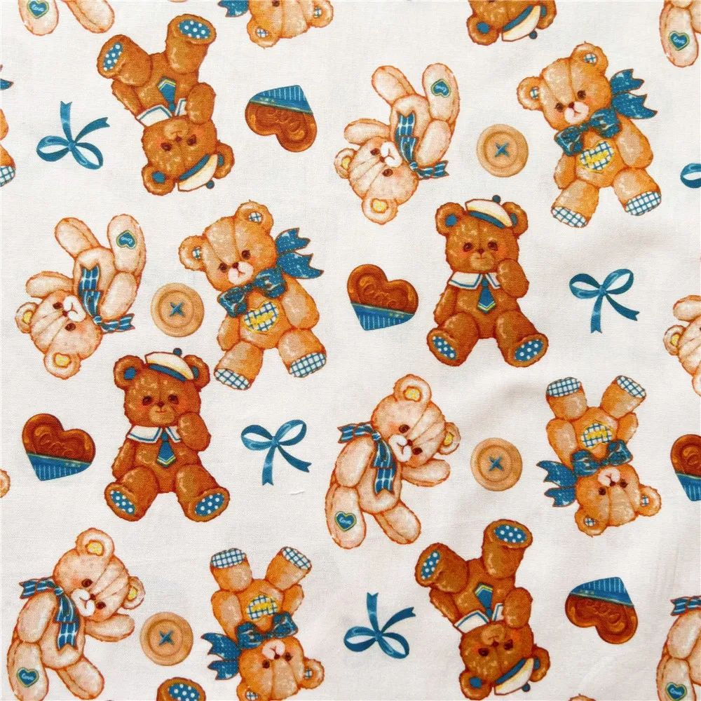 Lovely Vintage Cute Chocolate Bear cotton fabric Sewing Quilting Needlework Material DIY Handmade Lolita skirt turban