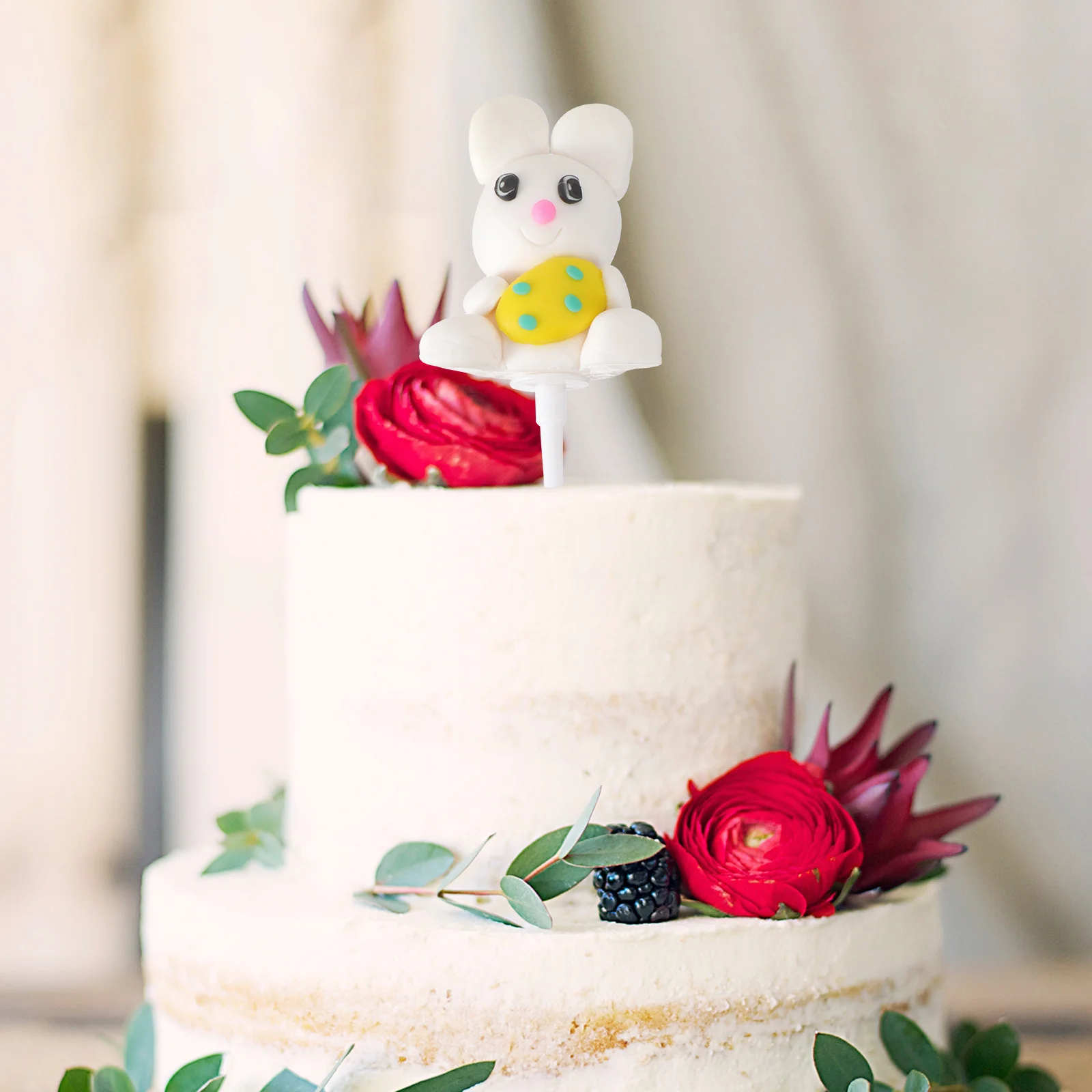 

2Pcs Mushroom Bunny Cake Picks Ornaments Birthday Party Decorations Cake Toppers Set Cupcake Ornaments