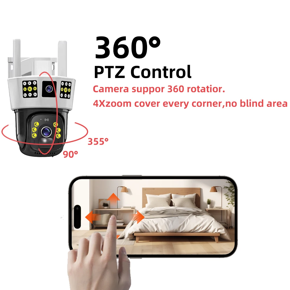 Solar IP Camera Outdoor 12MP HD AI Face Recognition 8000mAh Battery IP66 Waterproof CCTV V380 PRO