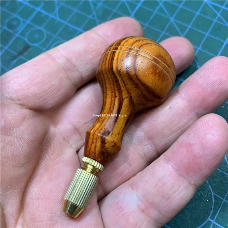 Picture 3: Leather Tool Awl Solid Wood Handle Convertible Head Six Edge/French/round/olive Cone Handmade DIY Purse Belt Punch Sewing Tool