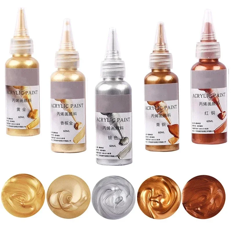 60ml Waterproof Acrylic Paint Metallic Pigment DIY Epoxy Resin Crafts Coloring Pigment Home Painting Graffiti Decoration