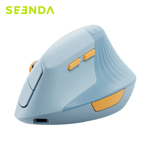 Seenda-ratón inalámbrico Vertical tipo C, recargable, ergonómico, USB y tipo C, para ordenador portátil, PC, MacBook, Windows y Android