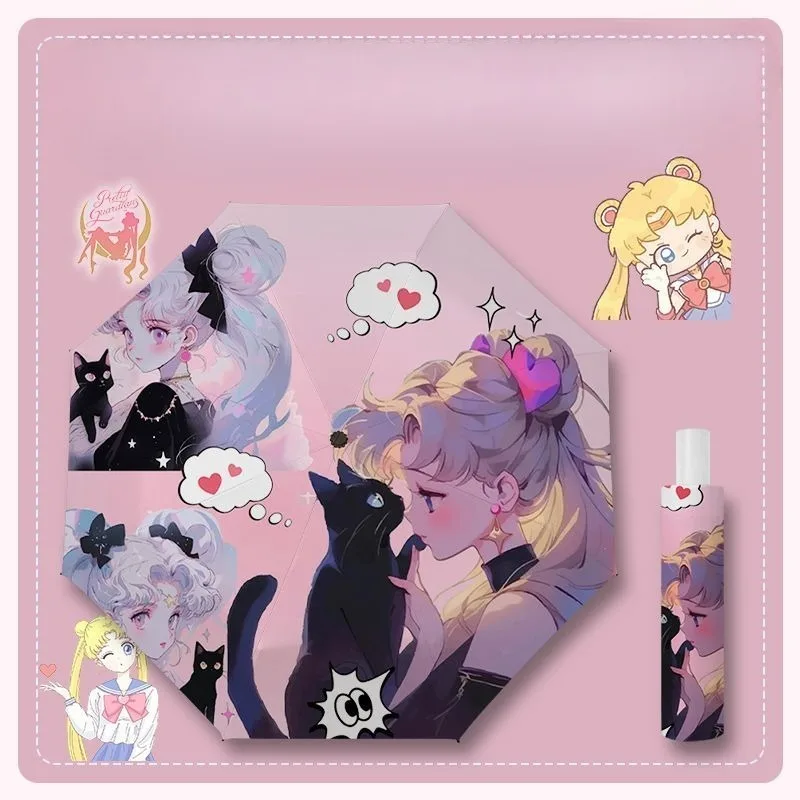 

Sailor Moon's umbrella dual-purpose cartoon cartoon high-value student sun protection small folding sun umbrella wholesale