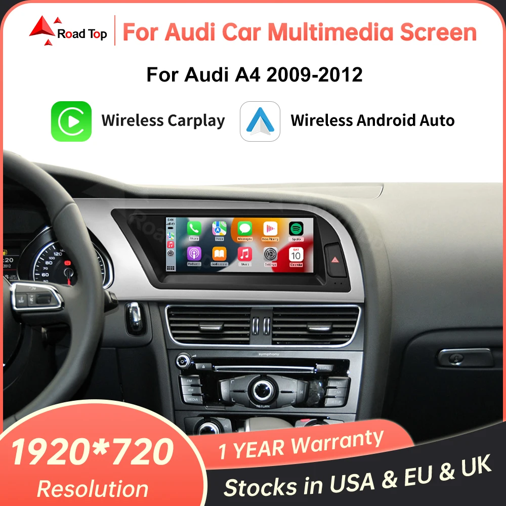 Écran tactile multimédia pour voiture Linux avec CarPlay sans fil pour Audi A4 2009-2015 avec fonction Android Auto Airplay Mirror Link 1