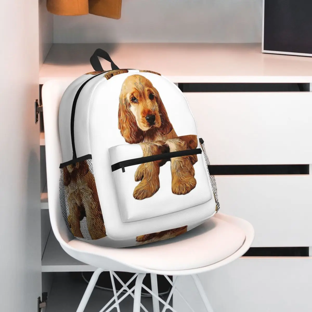 

Золотой кокер-спаниель, щенок, собака, студенческий рюкзак, школьная сумка, походный дорожный рюкзак для мужчин и женщин, модная сумка для книг, сумки на плечо