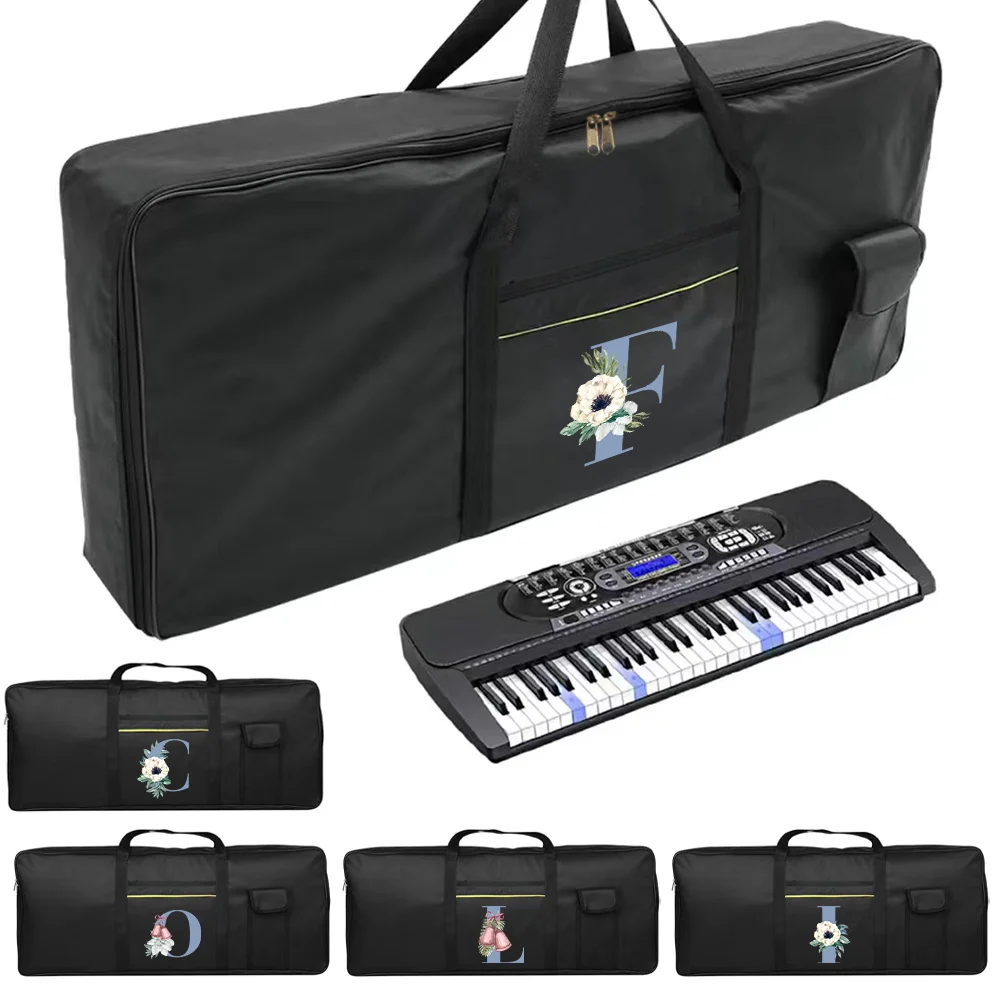 

Lightweight Musical Instrument Bag Durable Double Zipper Piano Bags Big Pocket Handbag 61 Keys Keyboard Pack Blue Series