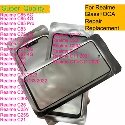 10Pcs For Realme C85 Pro C83 C75 C75X C73 C71 C55 C53 C51 C35 C33 C67 C65 C63 Touch Screen Front Outer Glass Panel Lens With OCA