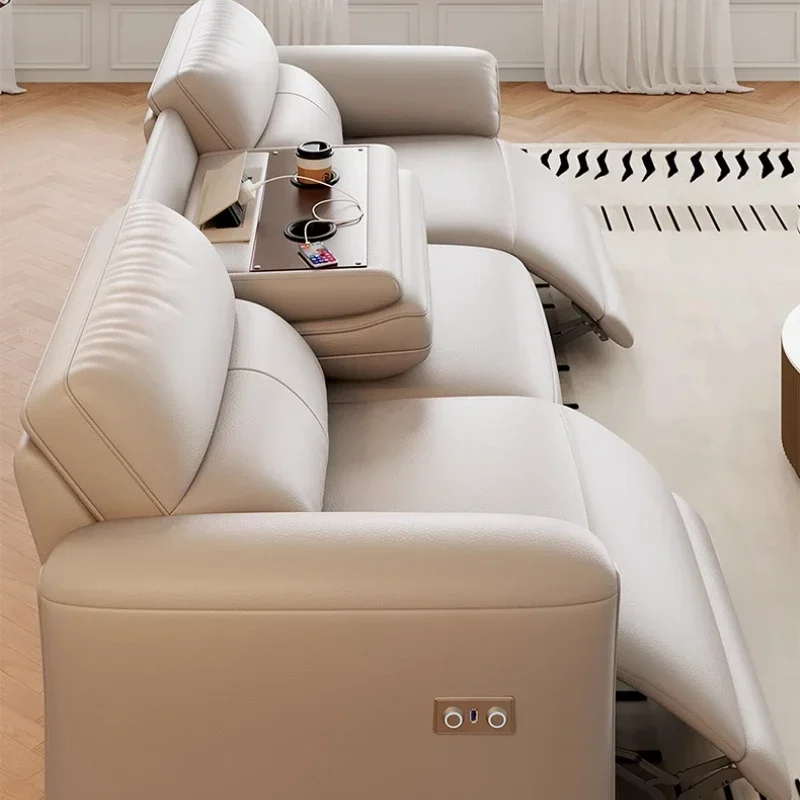 Designer Genuine Leather Sofas Bed Minimalist Luxury Floor Recliner Sofa Bed 3 Seater Modern Woonkamerbanken E Furniture view 6