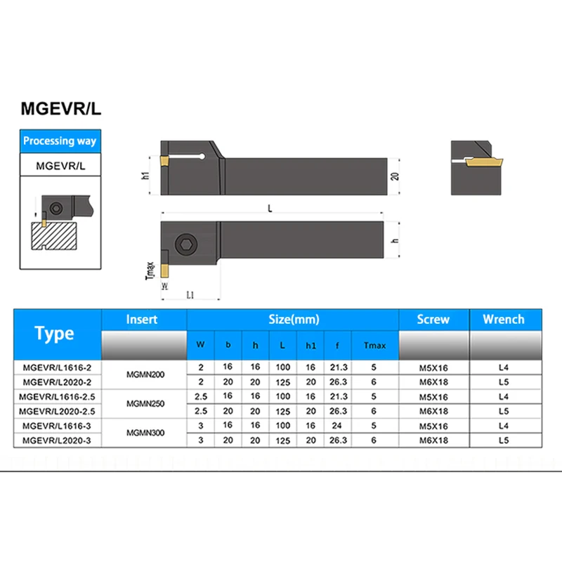 KaKarot External Grooving Tool Holder MGEVR2020-2 MGEVR2525-3 Carbide Insert MGMN150/200/250/300/400 Lathe Cutting Tools Turning