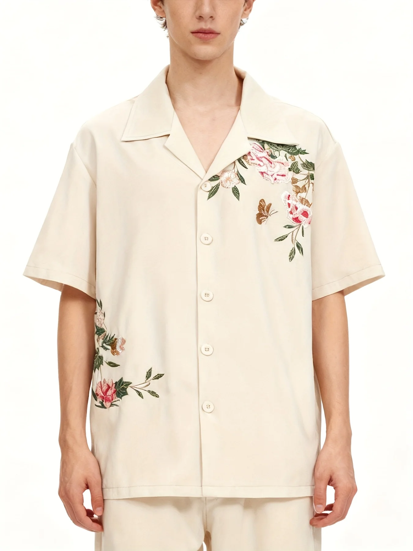 Easy Shirt, Floral Embroidery, Ethnic Style, Casual Daily Men'S Shirt