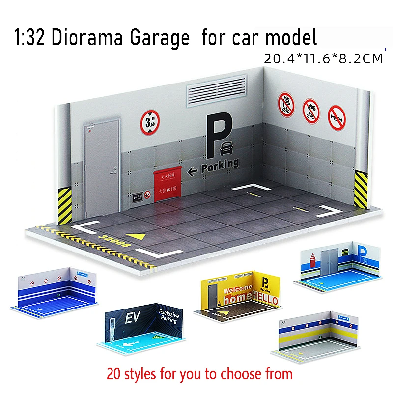 1:32 Diorama Garage DIECAST MODEL CAR Miniature METAL ALL FOR CAR PVC Parking Space Collection Display  Model Kit TRUCK TOY