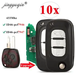 Jingyuqin 10 sztuk zmodyfikowana klapka klucz zdalny 433Mhz ID46 dla Renault Duster Clio DACIA 3 Twingo Logan Sandero Modus Alarm samochodowy klucz