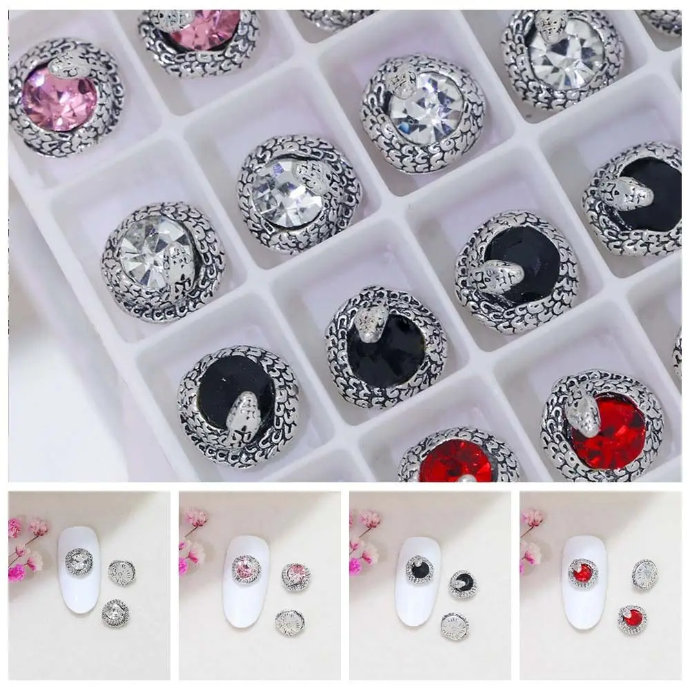 

10Pcs/set Manicure Ornaments Snake Nail Decorations Nail Supplies Snake Crooked Round Nail Art Drills Snake Nail Rhinestones