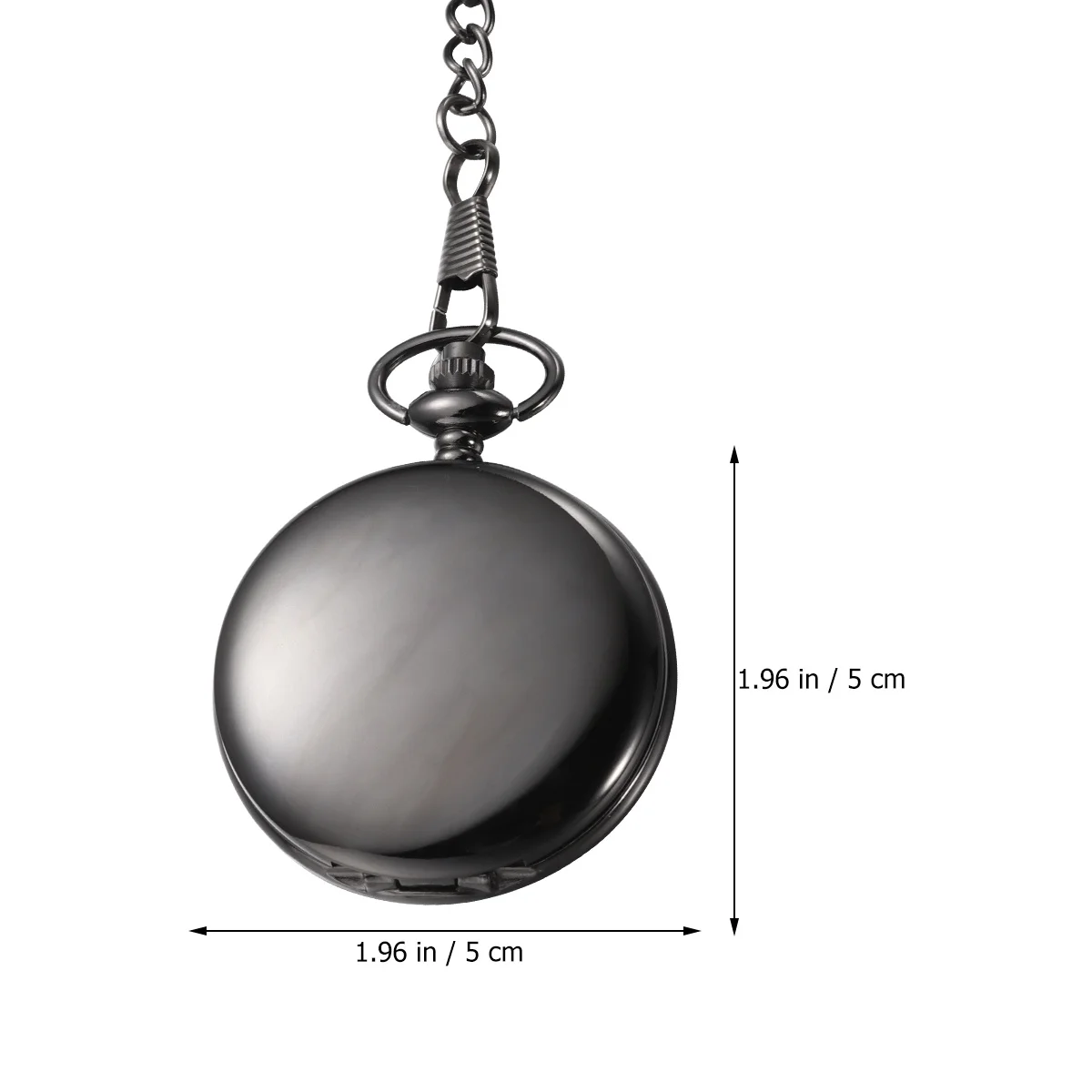 1pc Two-Faced Shiny Pocket Watch Black Alloy Vintage Quartz Timepiece For Men Women Classic Retro Fashion Accessory