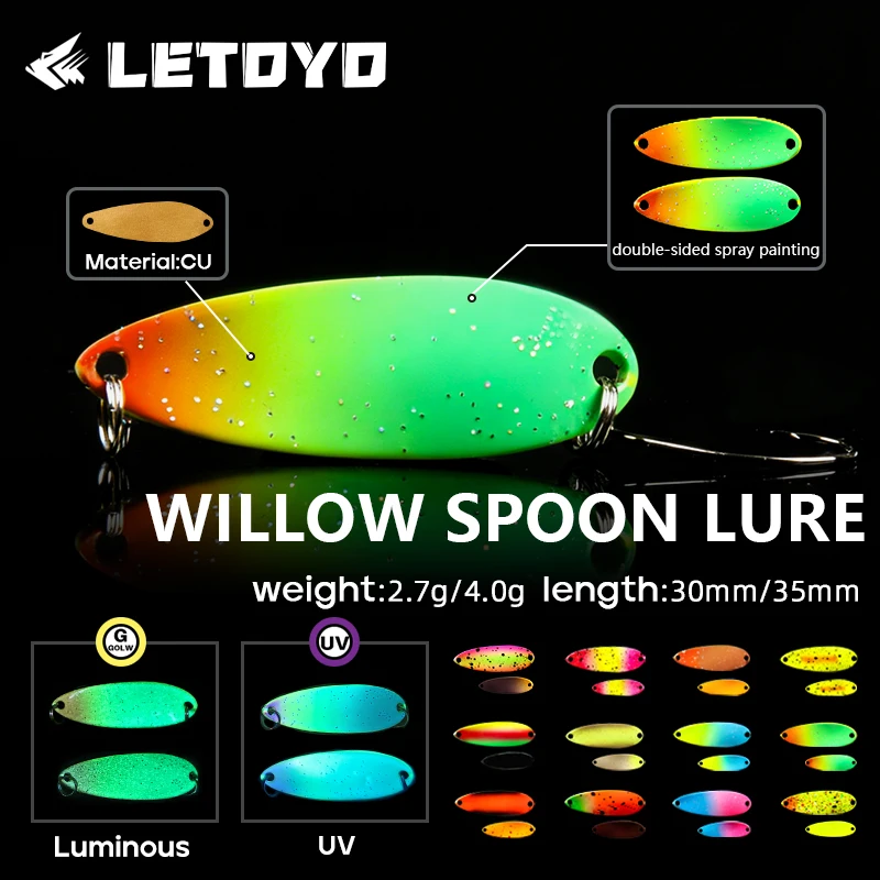 LETOYO Willow Spoon 2,7g/4g Metallköder Angelköder für Bachgebiete Forellenmaterial Spinner Süßwasser-Angelausrüstung