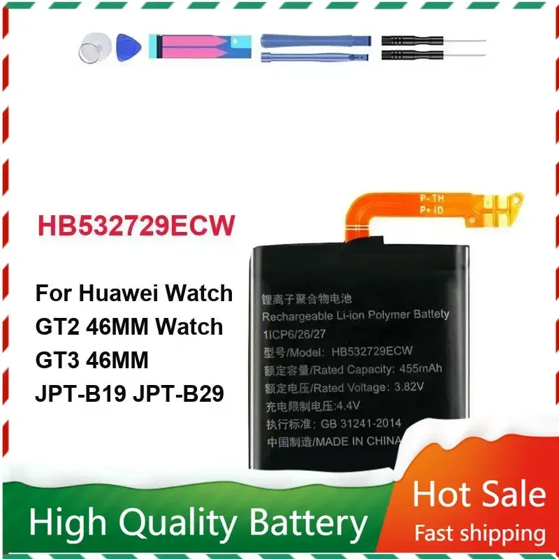 

Kikiss HB532729ECW 455mAh Battery for Huawei Watch GT2 GT 2 46mm Bateria Batteries