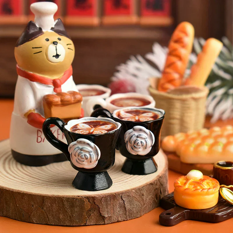 3 Stück/Set Miniatur-Puppenhaus Rosen-Kaffeetassen Getränke Küchenzubehör für Puppen Mädchen Spielzeug