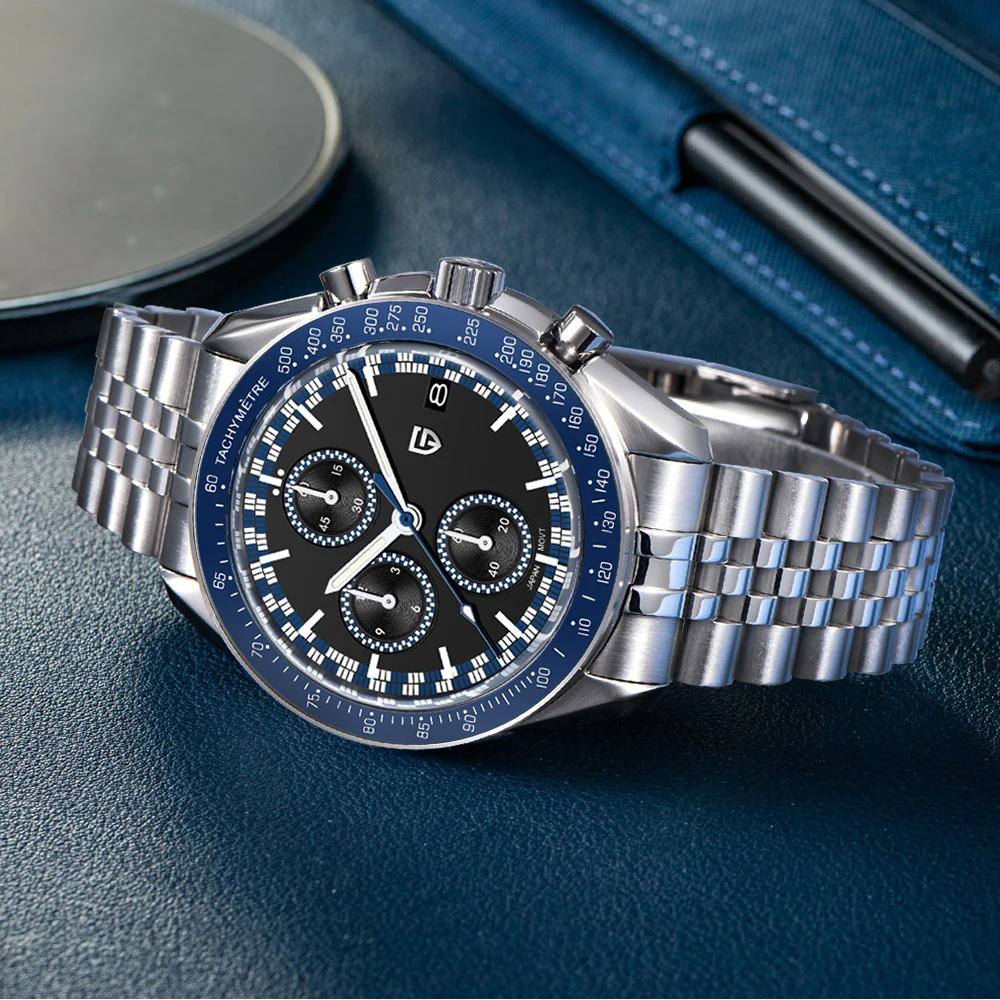 パガーニデザイン 2025年新作 メンズ腕時計 クォーツ時計 男性用 高級クロノグラフ腕時計 ARサファイアミラー 夜光 防水時計