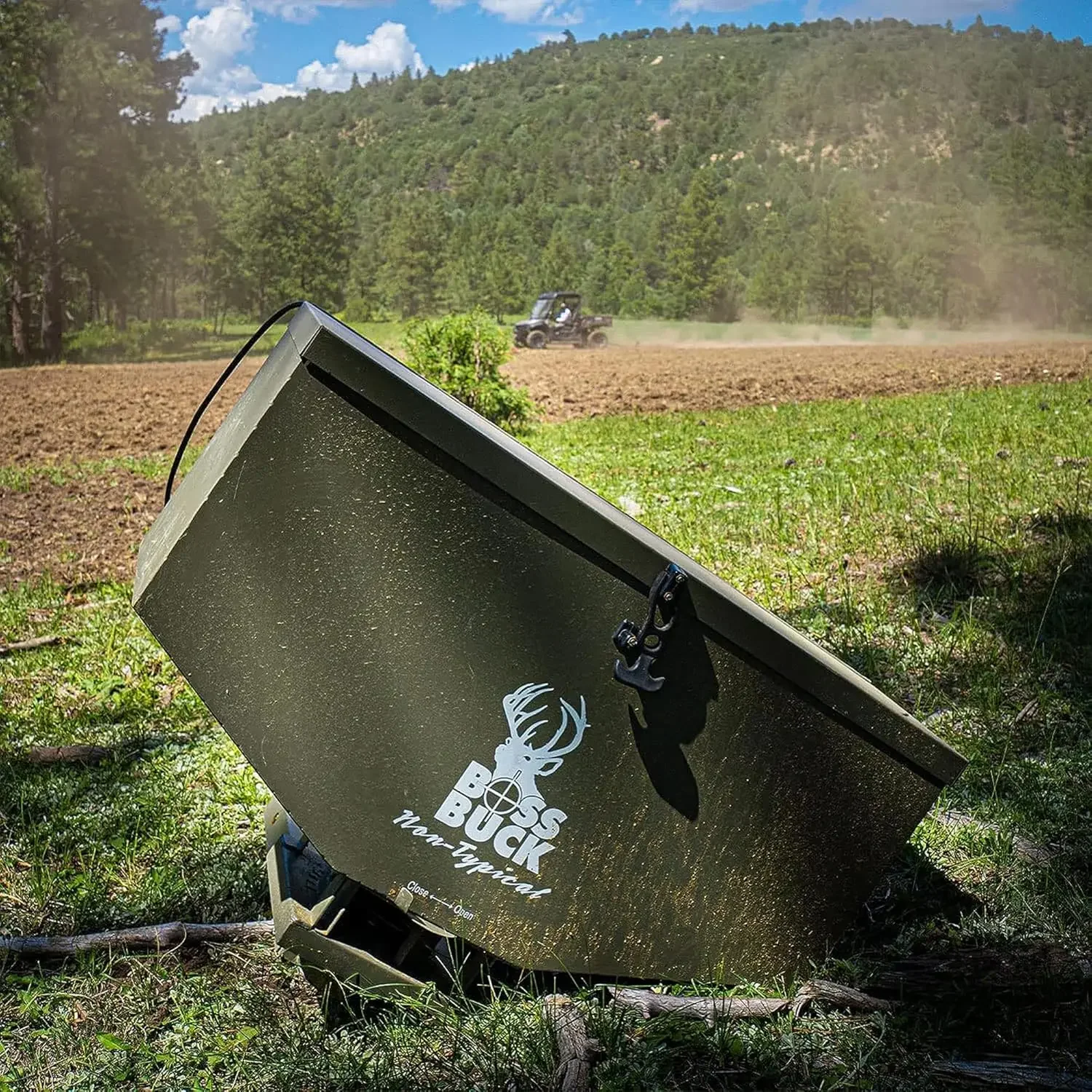 80 LB Capacity Spreader | Spacious Versatile Durable Adjustable Flow Rate ATV Feeder | Feed, Salt, Fertilizer & Seed