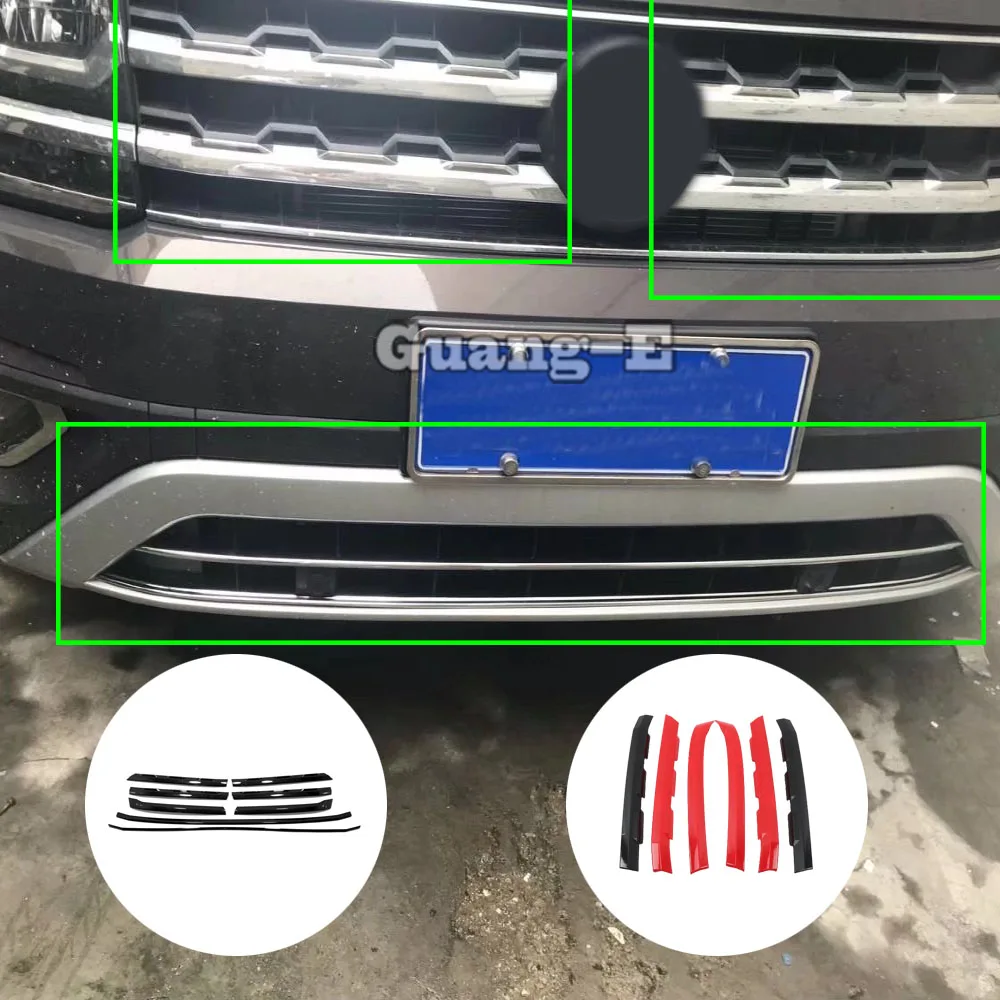

Car Front Center Grille Grill Cover For VW Volkswagen Teramont Atlas 2017 2018 2019 2020 Strip Trim Net Exterior Accessories