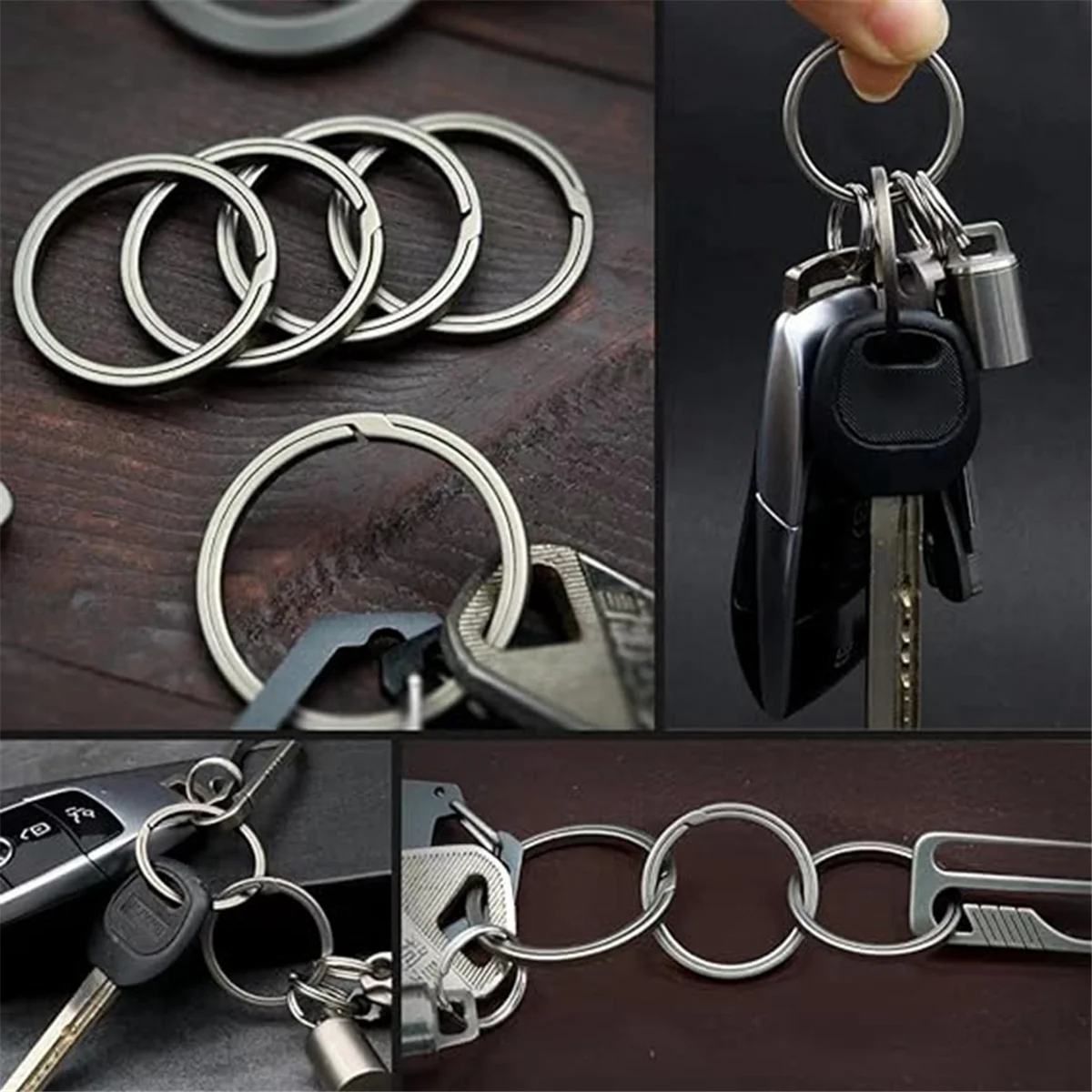 Titanium Key Ring, Quick Release Side-Pushing Ring, Super Lightweight Key Organizer, Outer Diameter 30MM, 5PCS