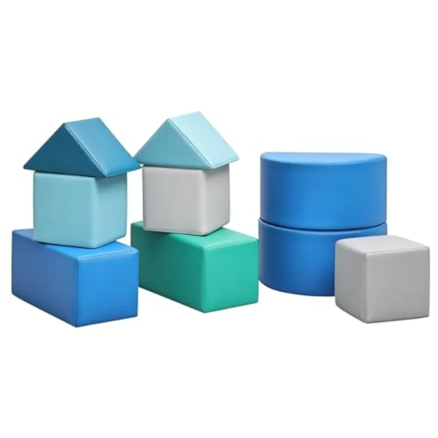 

Foam Building Blocks for Toddlers: Soft PU Leather Stacking Blocks in Pastel Colors Mega Climbing Foam Blocks Playset for Presc