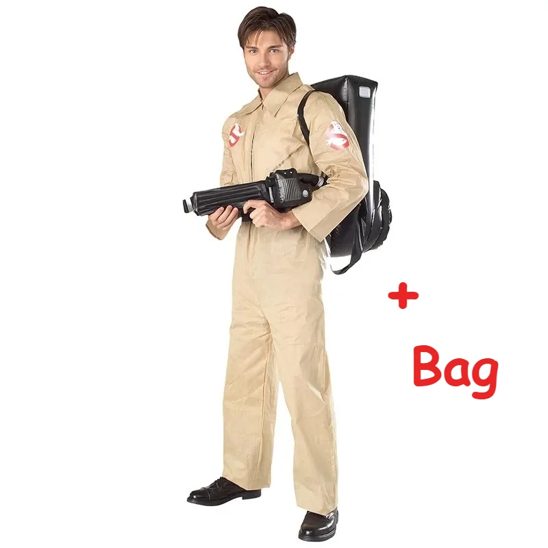 Halloween-Vater, Ghostbusters-Kostüme, Cosplay-Halloween-Uniform-Overall mit Tasche, ideales komplettes Set für Erwachsene
