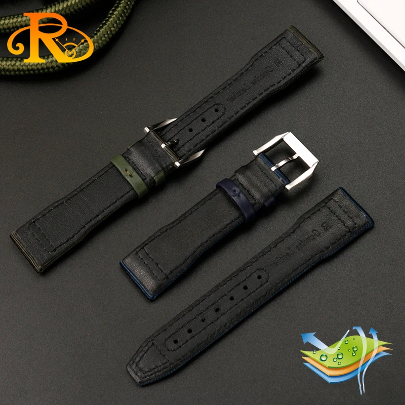 20/21/22mm High quality Nylon Calfskin Leather Watch strap Fit for IWC Pilot SPITFIRE MARK18 Portofino TOP GUN IW389101Watchband