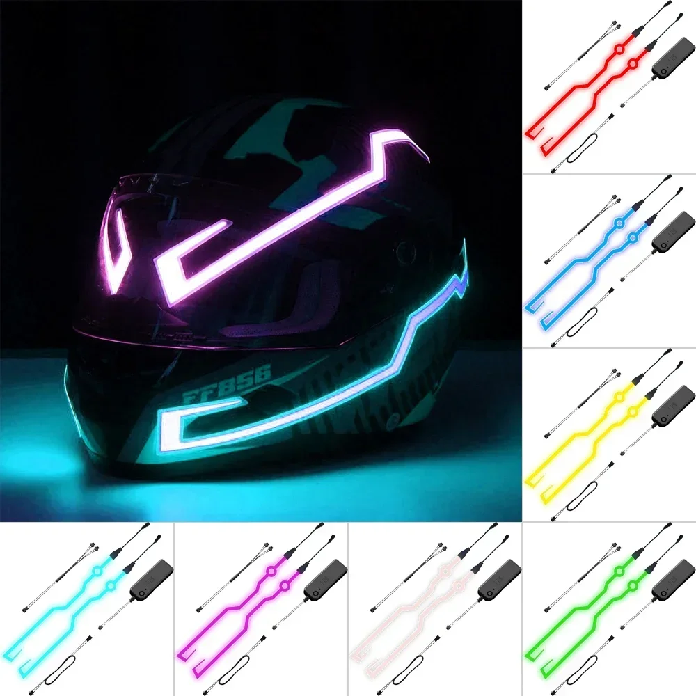 Motorcycle Cold Light Helmet Light Strip Night Signal Flashing Stripe LED Luminous Sticker Modified Reflective Waterproof