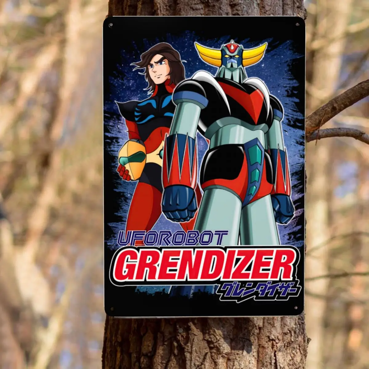 Vintage Goldorak Grendizer Actarus metalowy znak niestandardowe UFO Robot Goldrake blaszane tablice Pub człowiek jaskinia Bar dekoracyjne plakat