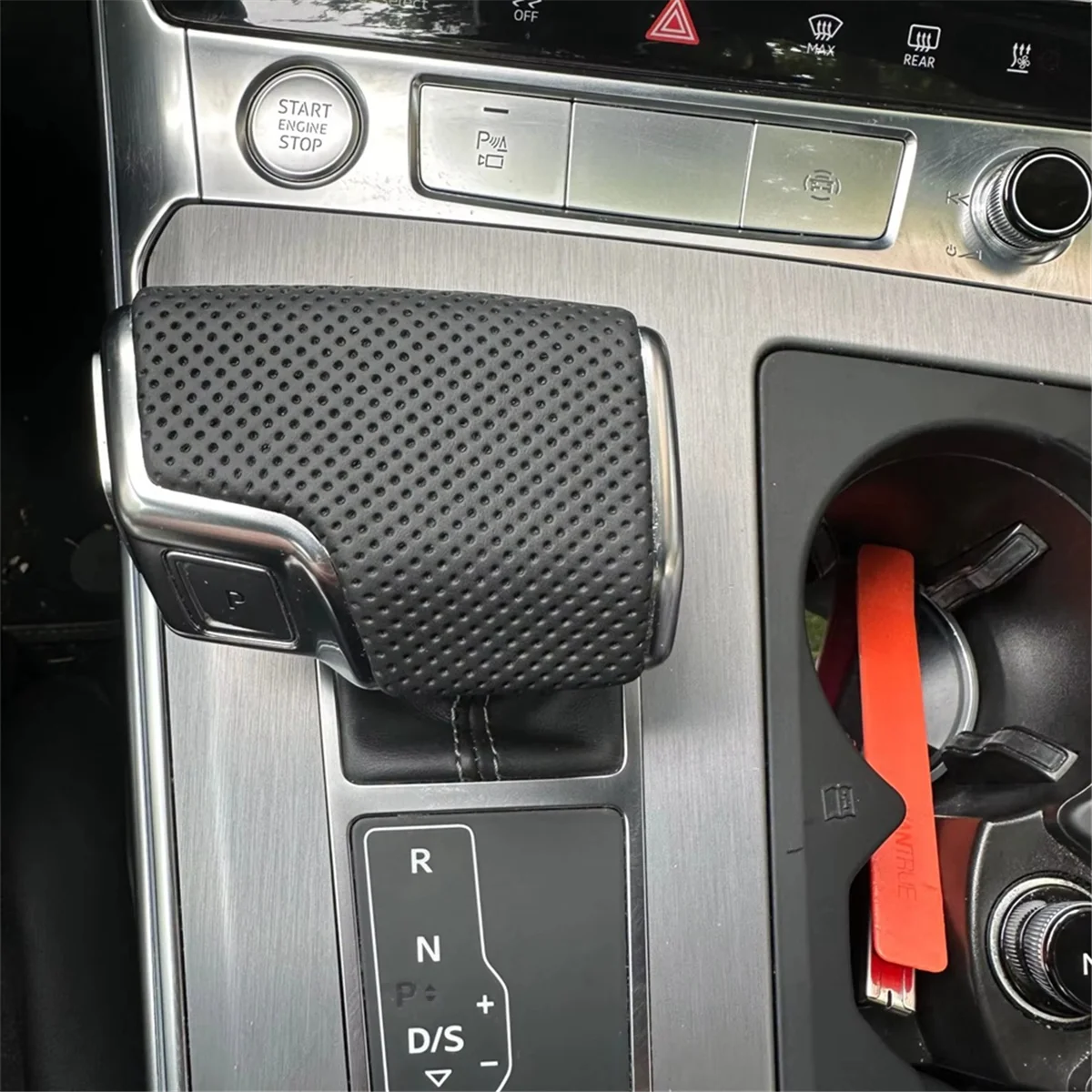 N32R_Couvercle de cadre de poignée de changement de vitesse pour Audi A6 C8 A7 Q7 A8 Q8 couvercle de changement de vitesse avec trou 4K 1713139 D