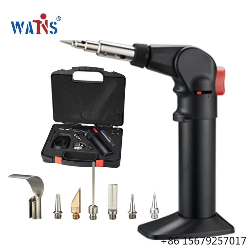 Portable High-quality Butane Soldering Iron Kit with Replaceable Soldering Heads Welding Torch