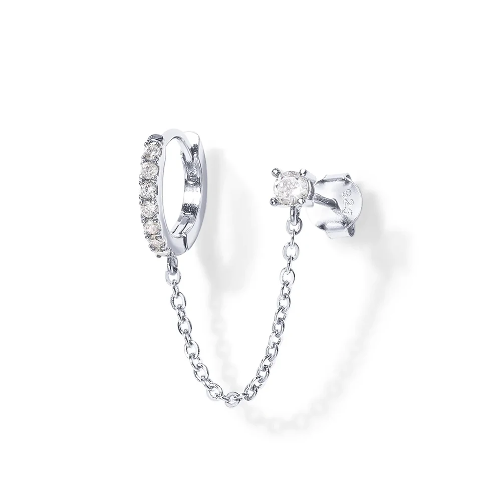 CANNER 1 ST 925 Sterling Zilver Achtpuntige Ster CZ Piercing Oorbel Voor Vrouwen Ins Kwastje Ketting Stud oorbel Party Fijne Sieraden