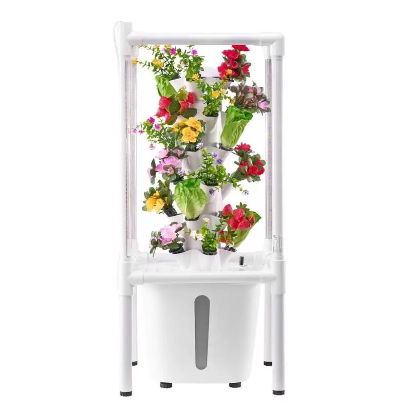 Système de culture hydroponique avec éclairage de croissance, tour hydroponique à 30 emplacements sur 6 niveaux, jardin hydroponique pour la maison avec pompe à eau, kit de germination pour plantes aromatiques, fruits et légumes